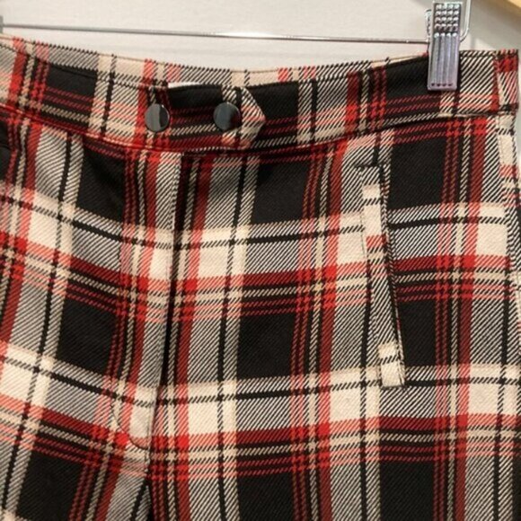 H&M Red Plaid High Rise Crop Pants Size 8 - Picture 4 of 13